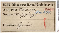 Etiketten zu Quarz (Milchquarz) (NHMW-MIN-Au691)